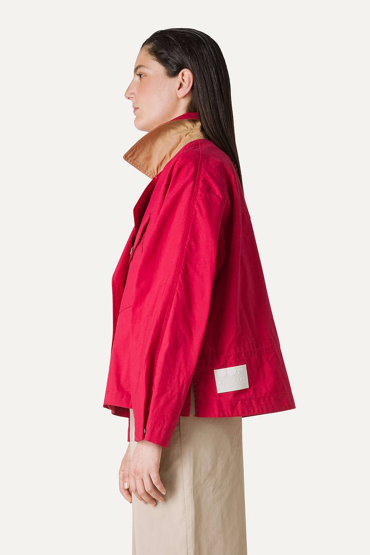 Oof Wear TRENCH CORTO IN GABARDINA DI COTONE LEGGERO 9202 - LAMPONE Spedizione Gratuita