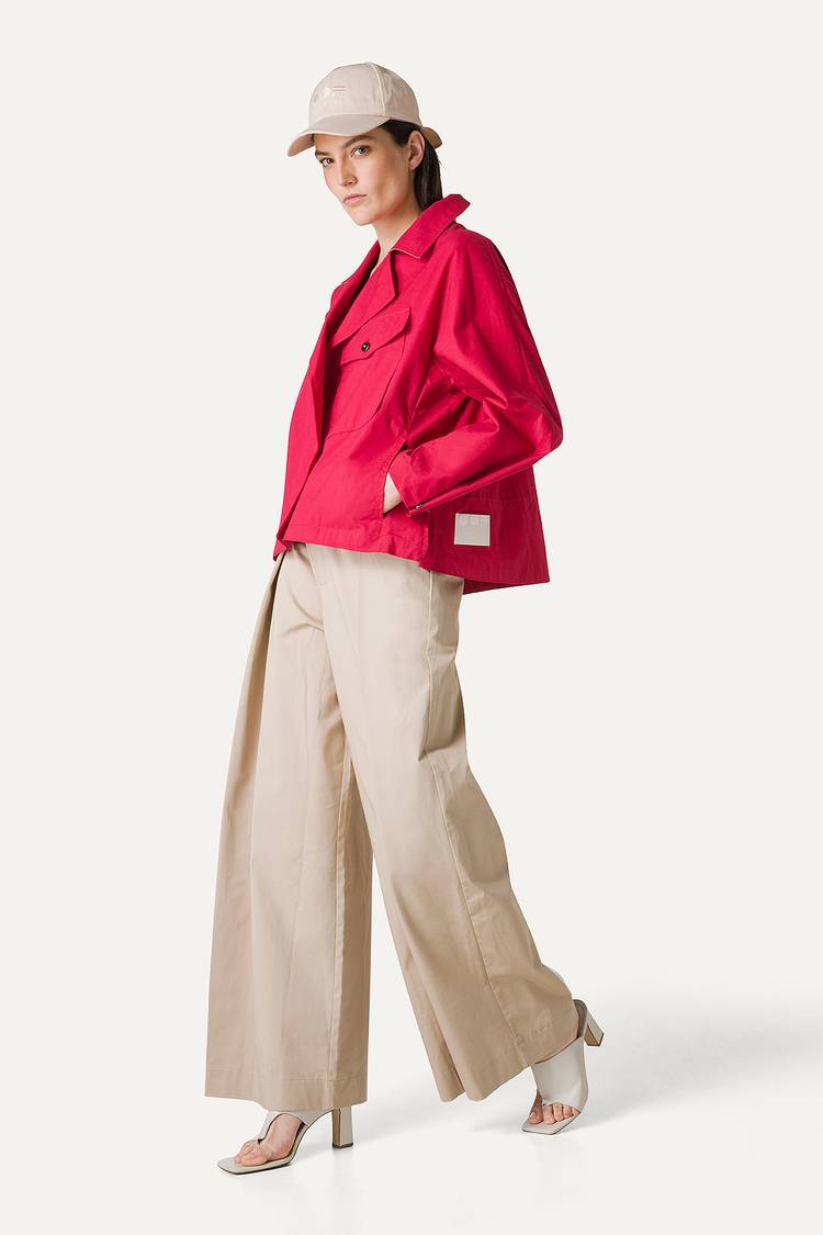 Oof Wear TRENCH CORTO IN GABARDINA DI COTONE LEGGERO 9202 - LAMPONE Spedizione Gratuita