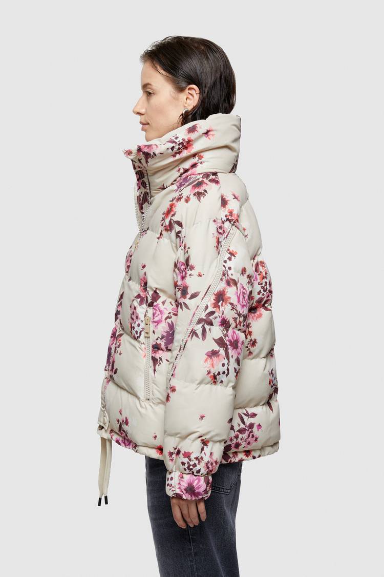 Oof Wear GIACCA CORTA 9251 IN NYLON CON STAMPA FLOREALE - SABBIA/ROSA Vendita