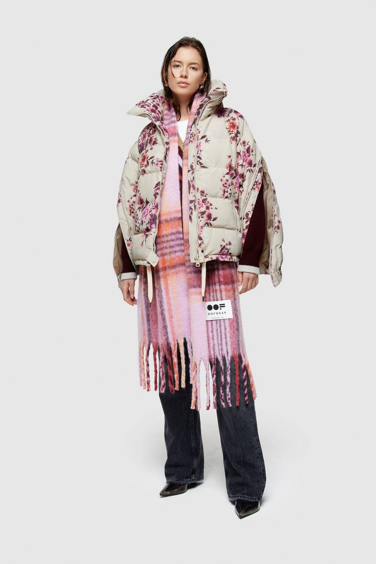 Oof Wear GIACCA CORTA 9251 IN NYLON CON STAMPA FLOREALE - SABBIA/ROSA Vendita