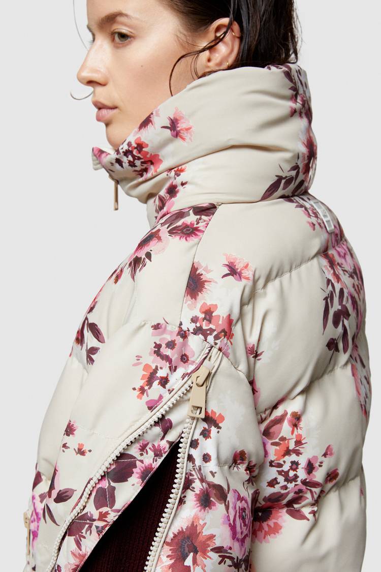 Oof Wear GIACCA CORTA 9251 IN NYLON CON STAMPA FLOREALE - SABBIA/ROSA Vendita