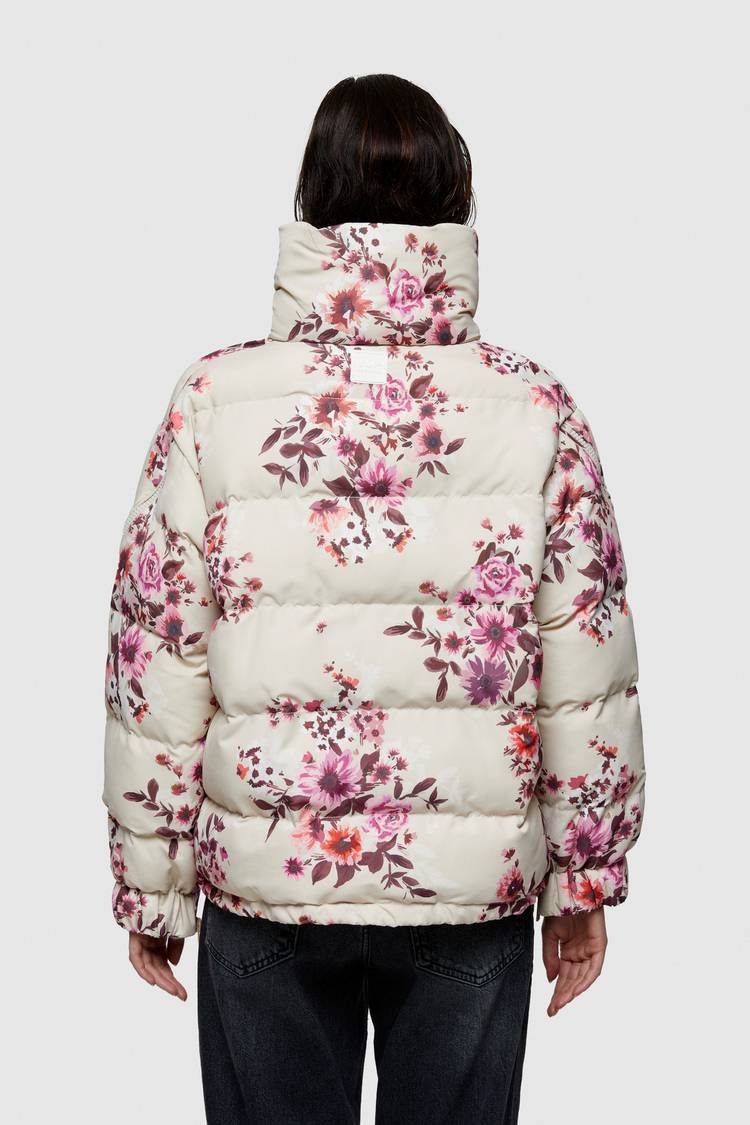 Oof Wear GIACCA CORTA 9251 IN NYLON CON STAMPA FLOREALE - SABBIA/ROSA Vendita