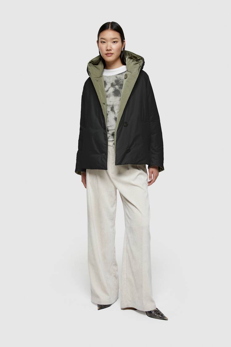 Oof Wear GIACCA REVERSIBILE 9006 IN NYLON MEMORY - NERO/VERDE MIMETICO Soddisfazione Garantita