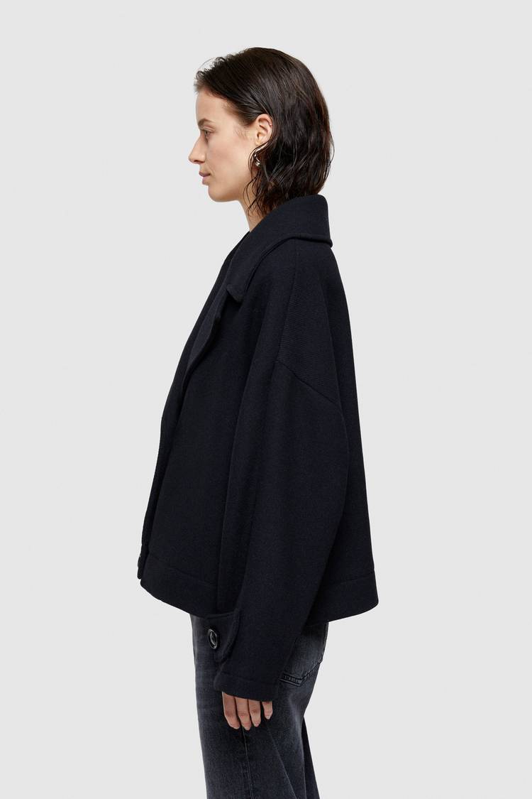 Oof Wear CAPPOTTO CORTO 9268 IN PANNO DI LANA - BLU NOTTE Consegna Veloce