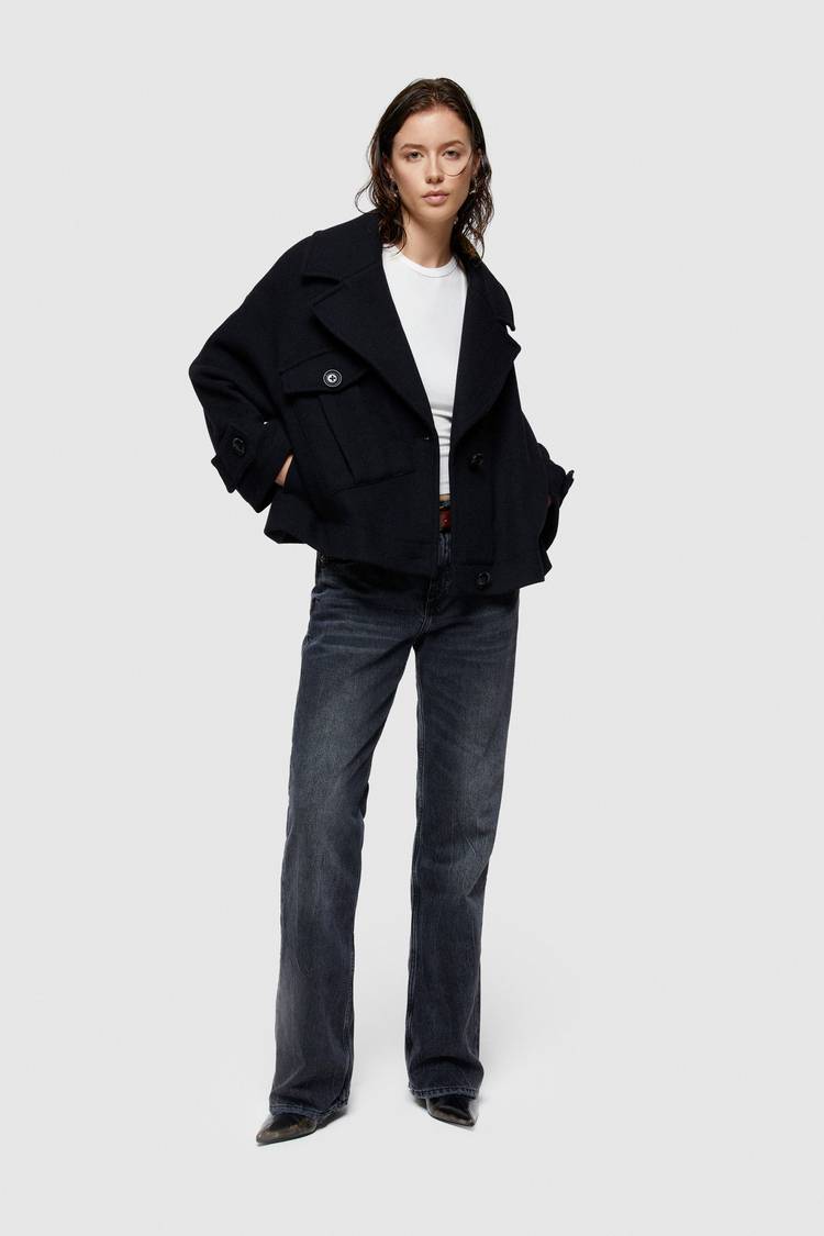 Oof Wear CAPPOTTO CORTO 9268 IN PANNO DI LANA - BLU NOTTE Consegna Veloce