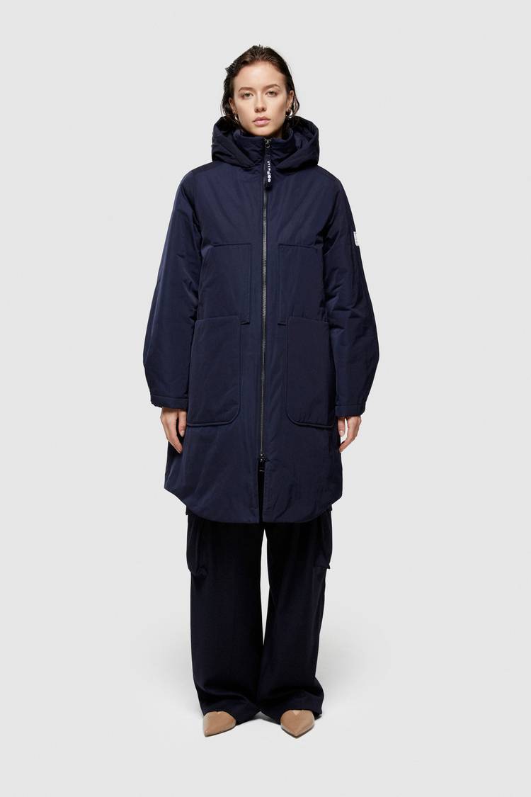 Oof Wear PARKA LUNGO 9094 IN NYLON MEMORY - BLU NOTTE Promozione Limitata