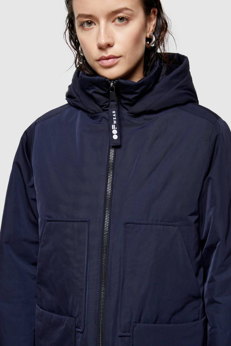Oof Wear PARKA LUNGO 9094 IN NYLON MEMORY - BLU NOTTE Promozione Limitata