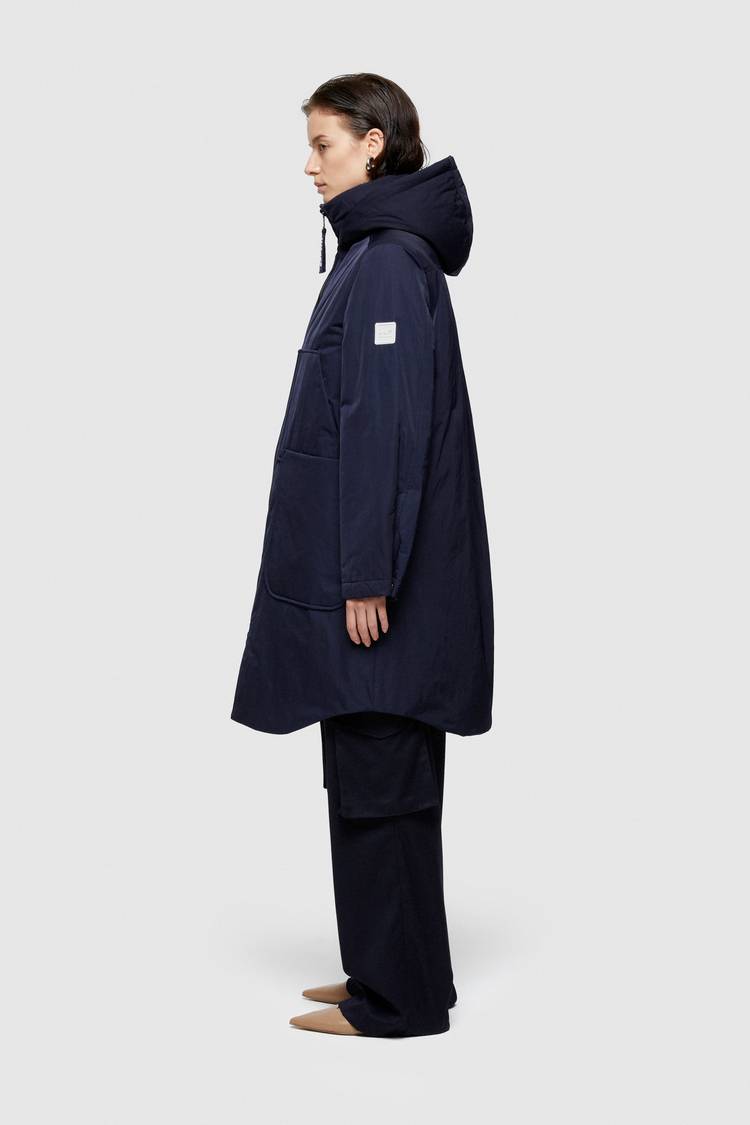 Oof Wear PARKA LUNGO 9094 IN NYLON MEMORY - BLU NOTTE Promozione Limitata