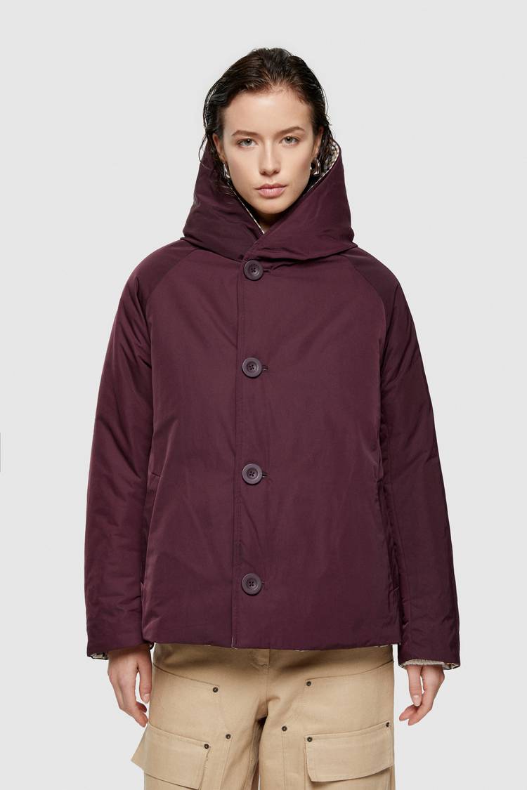 Oof Wear GIACCA REVERSIBILE 9006 IN NYLON MEMORY - MARRONE/PRUGNA Nuova