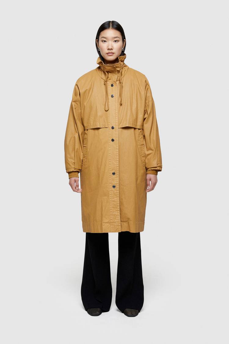 Oof Wear GIACCA LUNGA 9239 IN COTONE CERATO - CARAMELLO Moda