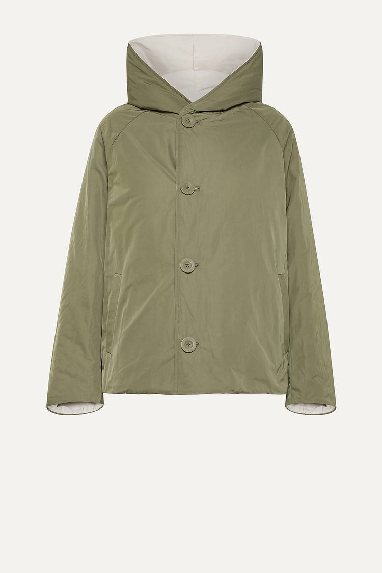Oof Wear GIACCA REVERSIBILE 9006 IN NYLON MEMORY - PANNA/VERDE MILITARE In Linea