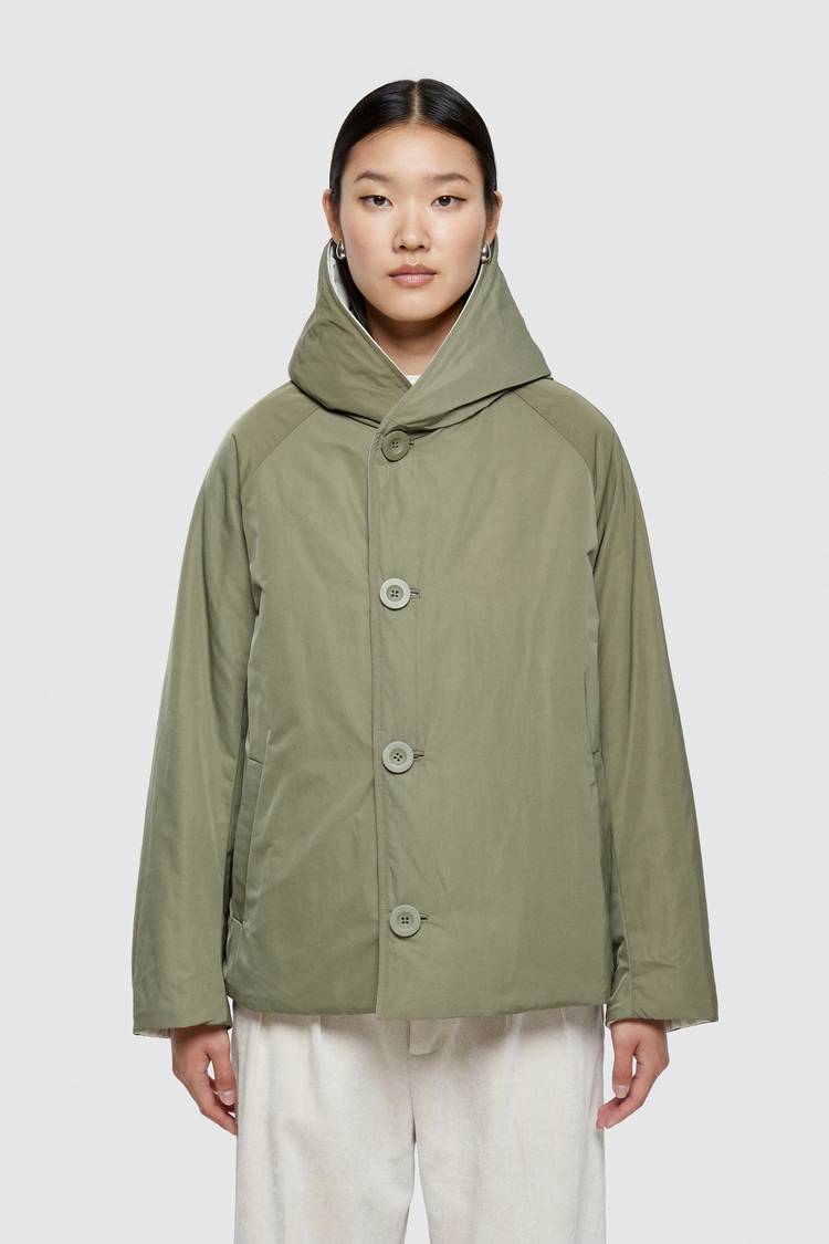Oof Wear GIACCA REVERSIBILE 9006 IN NYLON MEMORY - PANNA/VERDE MILITARE In Linea