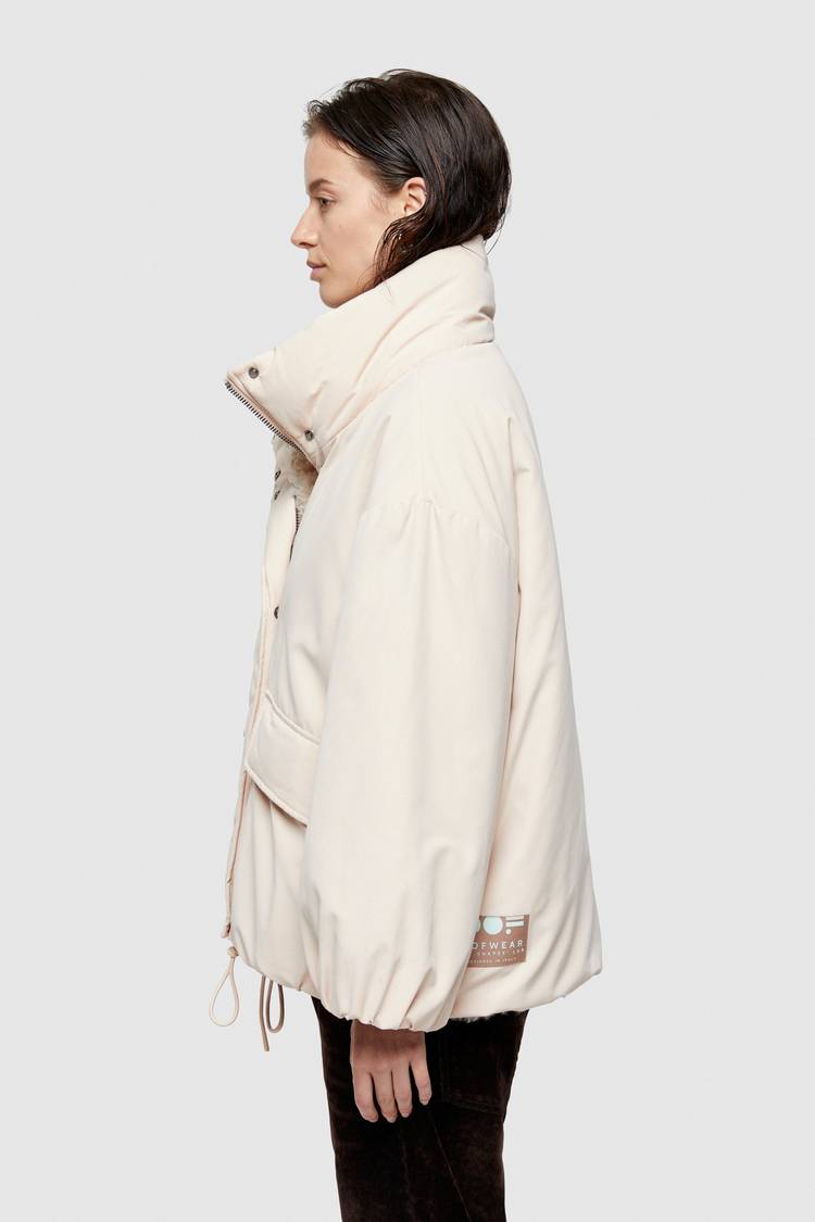 Oof Wear GIACCA REVERSIBILE 9256 IN PELLICCIA SINTETICA E COTONE - ECRU/NATURALE Nuovo