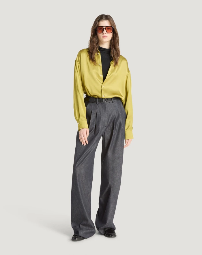 Pantaloni Torino Jeans Frankie in denim di cotone e seta Italia