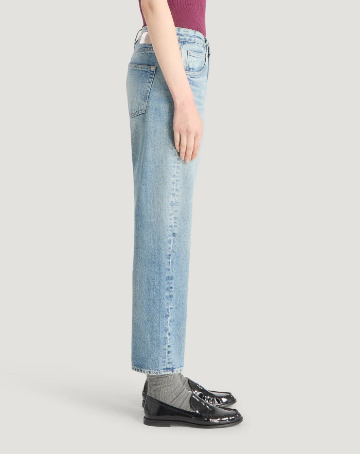 Pantaloni Torino Jeans Tina in denim indigo di cotone Promozione