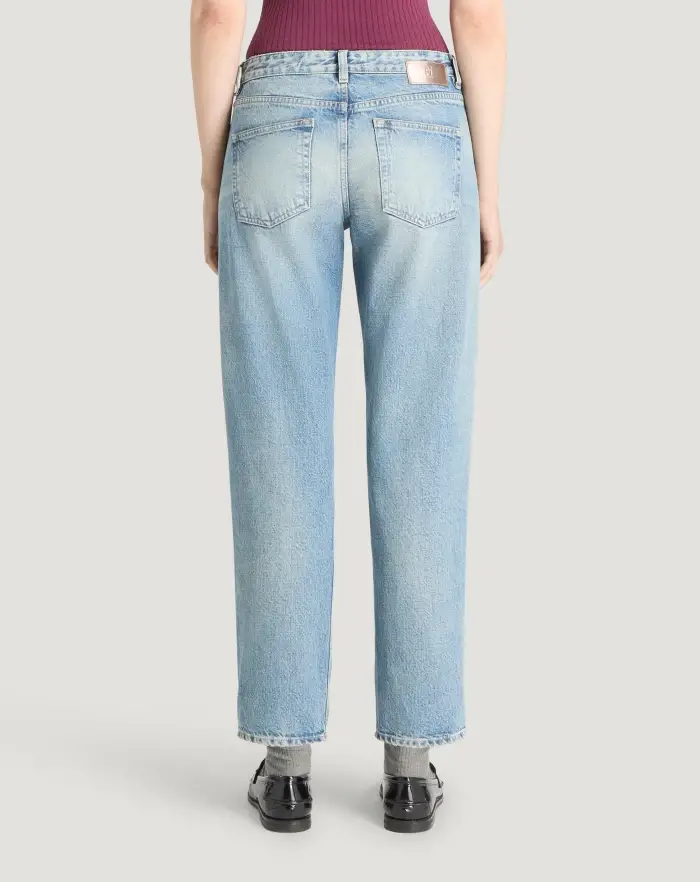 Pantaloni Torino Jeans Tina in denim indigo di cotone Promozione