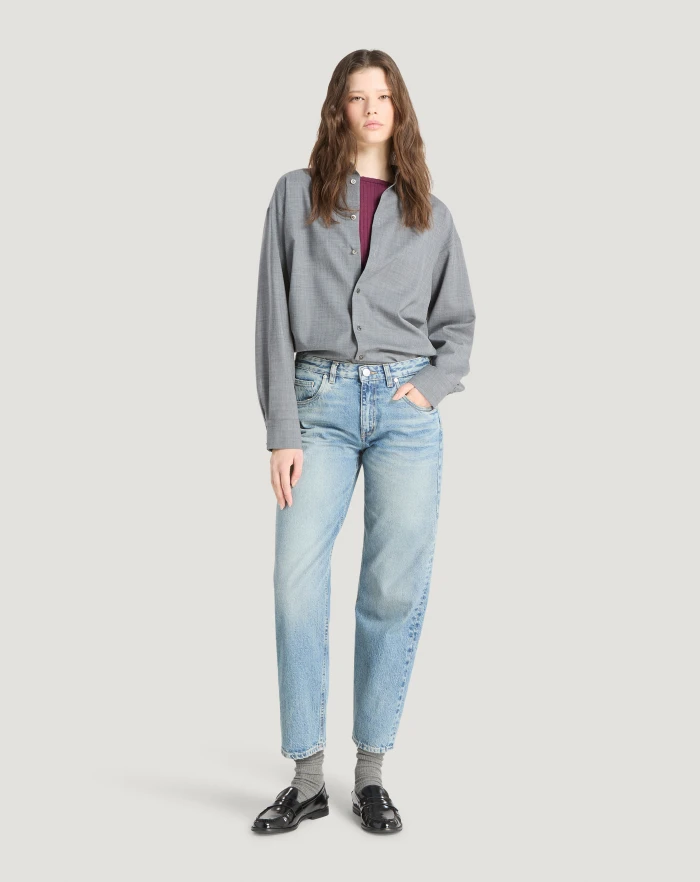 Pantaloni Torino Jeans Tina in denim indigo di cotone Promozione