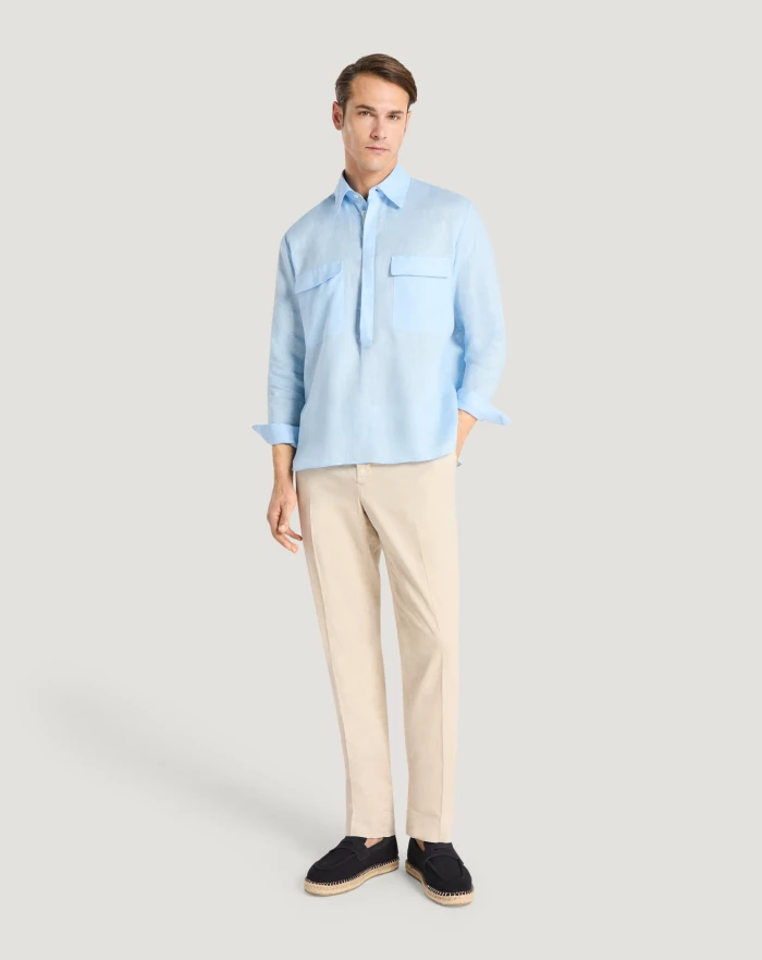 Pantaloni Torino Pantaloni Slim in lino stretch délavé Promozione