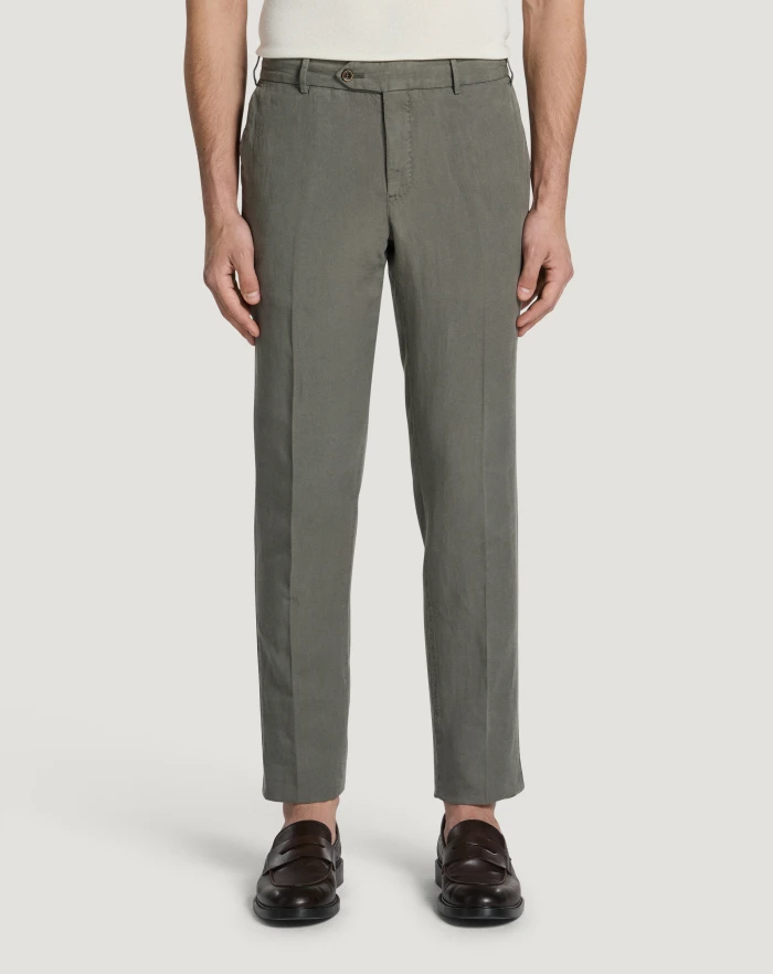 Pantaloni Torino Pantaloni Slim in cotone e lino batavia Offerte