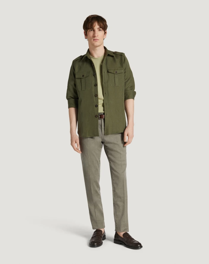 Pantaloni Torino Pantaloni Slim in lino stretch délavé Vendita