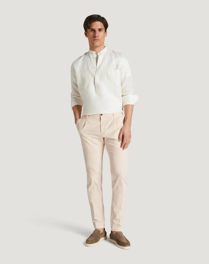 Pantaloni Torino Pantaloni Slim in cotone seersucker a righe Consegna Veloce