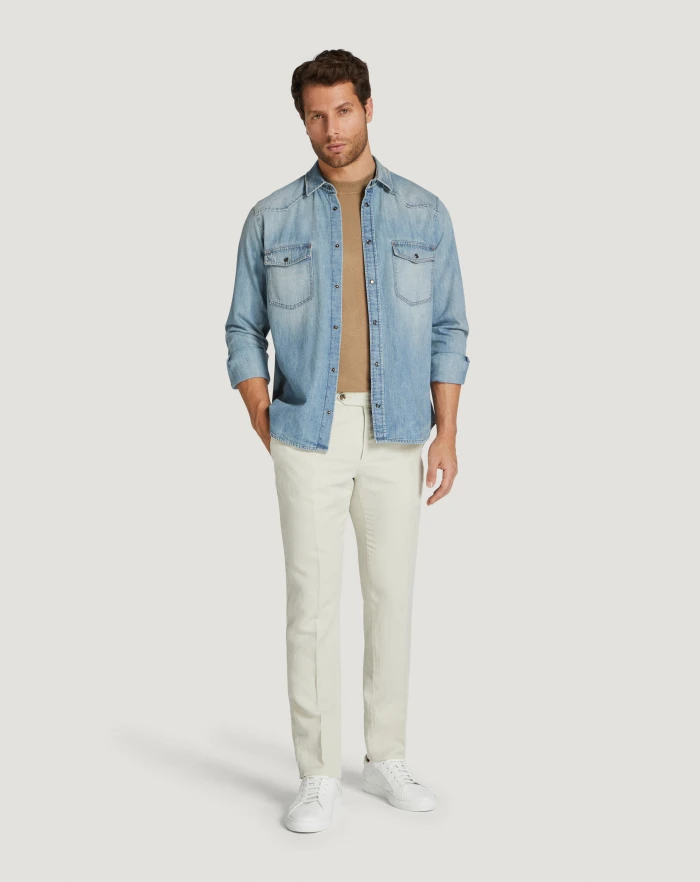 Pantaloni Torino Pantaloni Slim in cotone e lino batavia Shopping Online