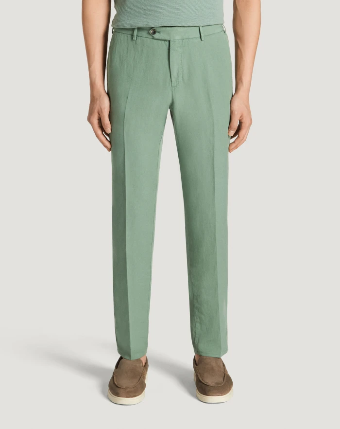 Pantaloni Torino Pantaloni Slim in cotone e lino batavia Offerte