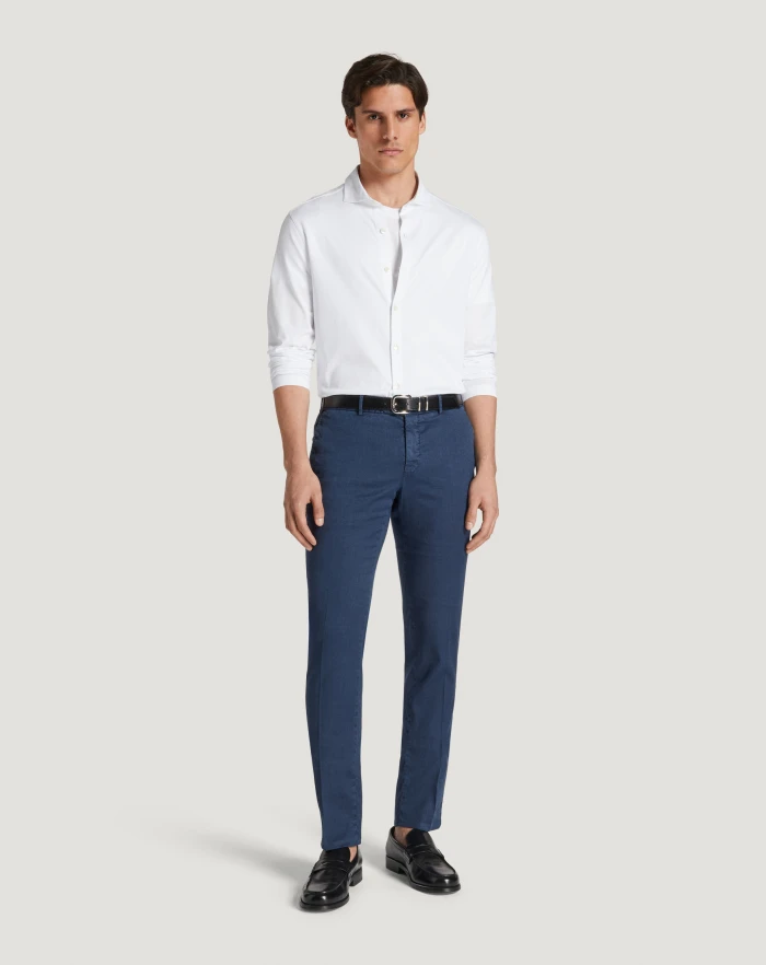 Pantaloni Torino Pantaloni Slim in lino stretch délavé Nuovo