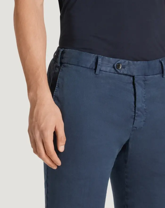 Pantaloni Torino Pantaloni Slim in lino stretch délavé Affare Del Giorno
