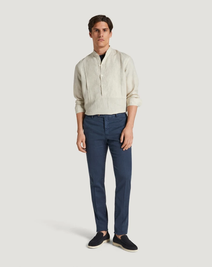 Pantaloni Torino Pantaloni Slim in lino stretch délavé Affare Del Giorno