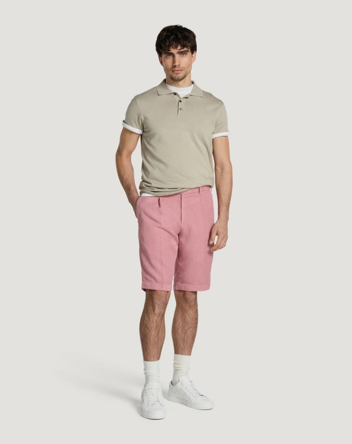 Pantaloni Torino Bermuda in cotone e lino batavia Vendita Calda