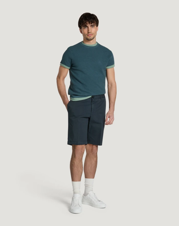 Pantaloni Torino Bermuda in gabardina stretch Vendita Economica
