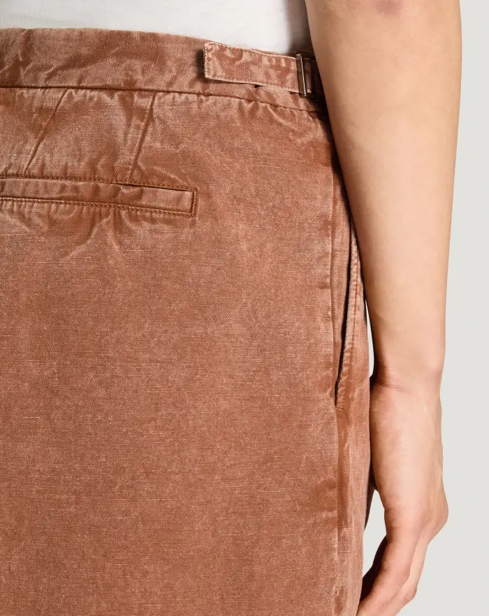 Pantaloni Torino Bermuda in twill di cotone e lino Saldi Di Fabbrica