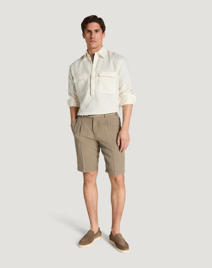 Pantaloni Torino Bermuda in cotone e lino batavia I Più Venduti