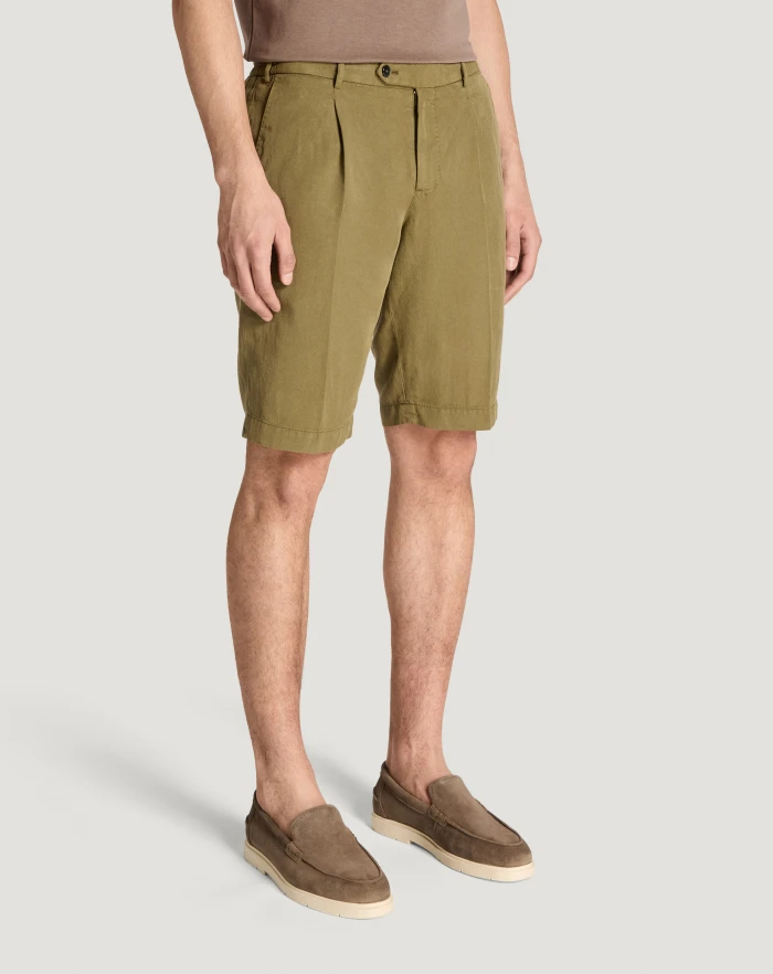 Pantaloni Torino Bermuda in cotone e lino batavia Vendite Flash