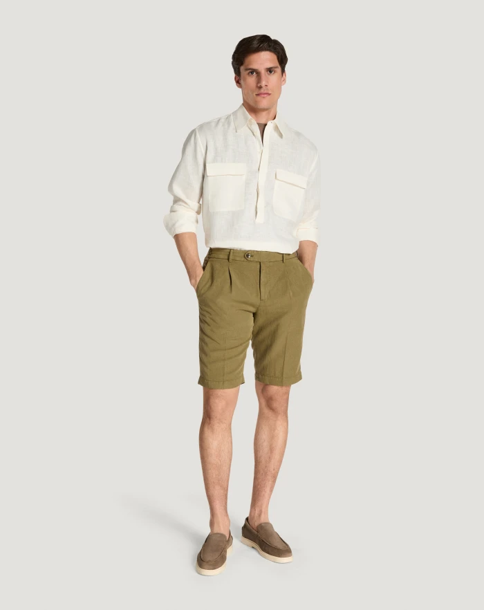 Pantaloni Torino Bermuda in cotone e lino batavia Vendite Flash