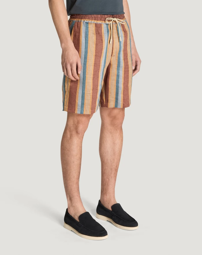 Pantaloni Torino Bermuda in lino fluido a righe Italy