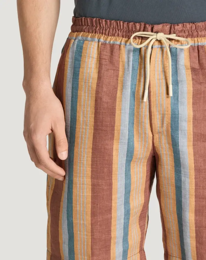 Pantaloni Torino Bermuda in lino fluido a righe Italy