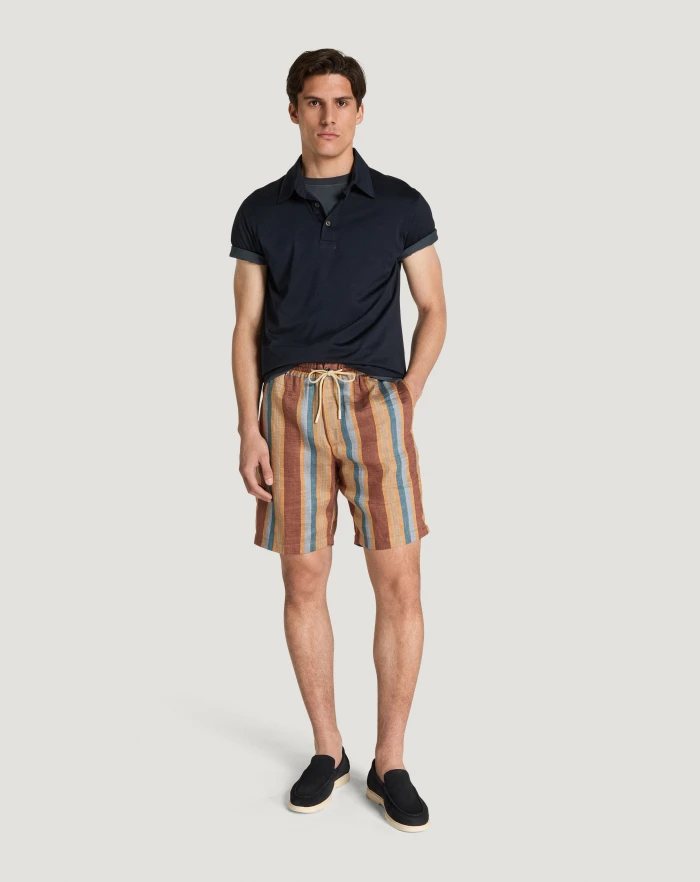 Pantaloni Torino Bermuda in lino fluido a righe Italy