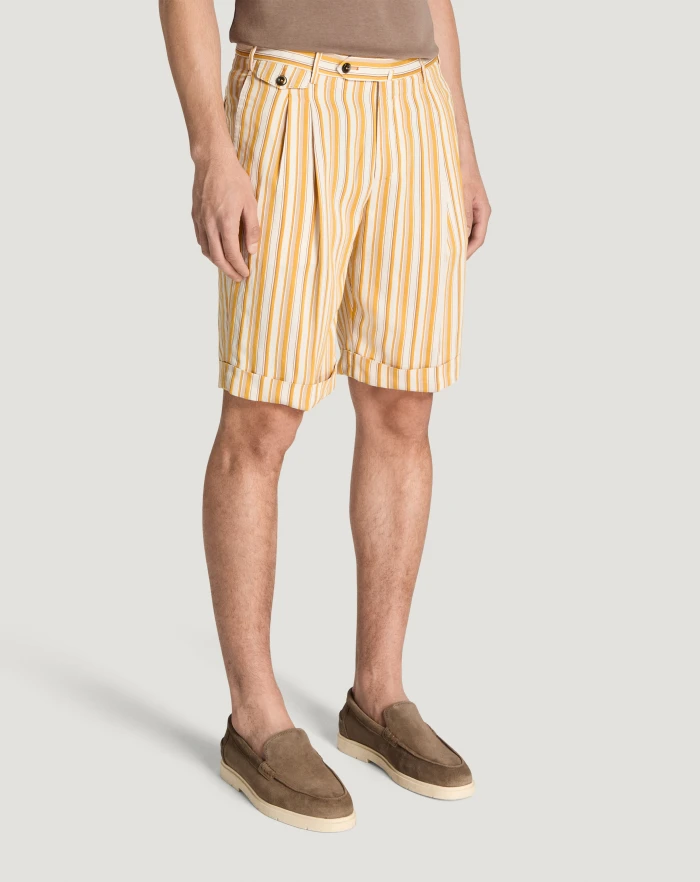 Pantaloni Torino Bermuda in viscosa fluida a righe Italia