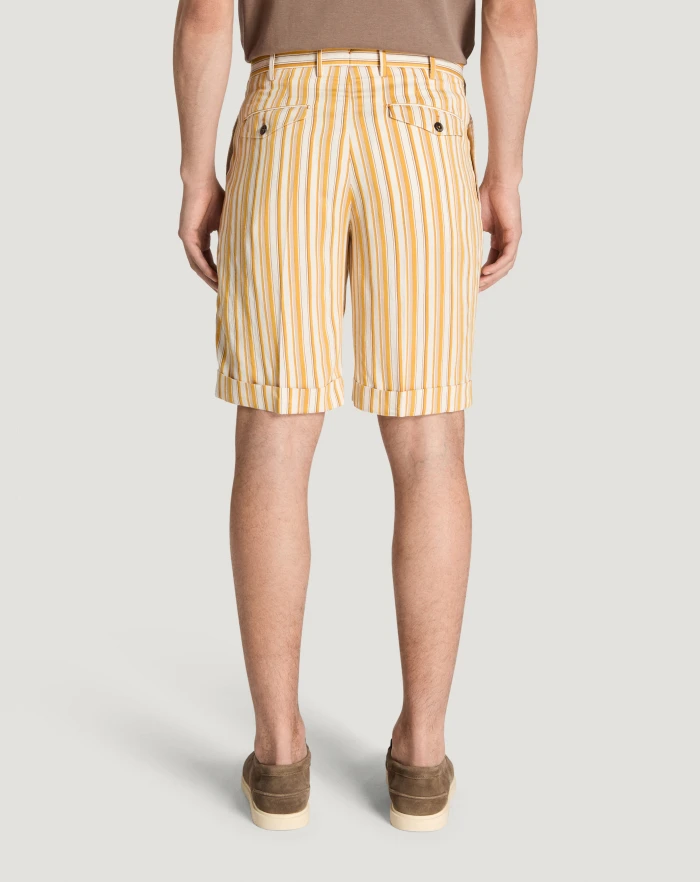 Pantaloni Torino Bermuda in viscosa fluida a righe Italia