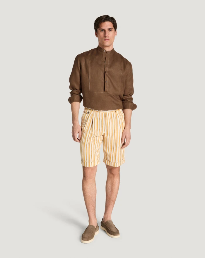 Pantaloni Torino Bermuda in viscosa fluida a righe Italia