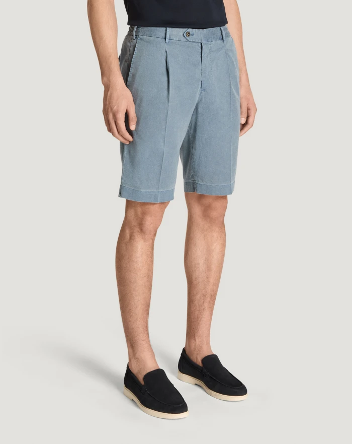Pantaloni Torino Bermuda in lino stretch délavé Qualità