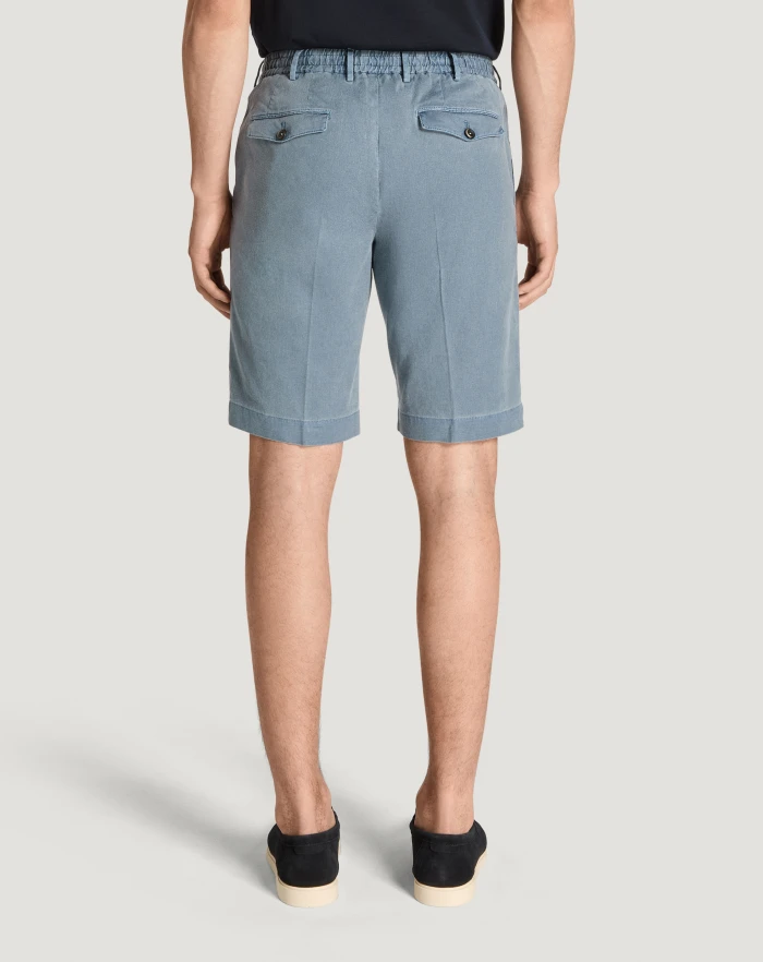 Pantaloni Torino Bermuda in lino stretch délavé Qualità
