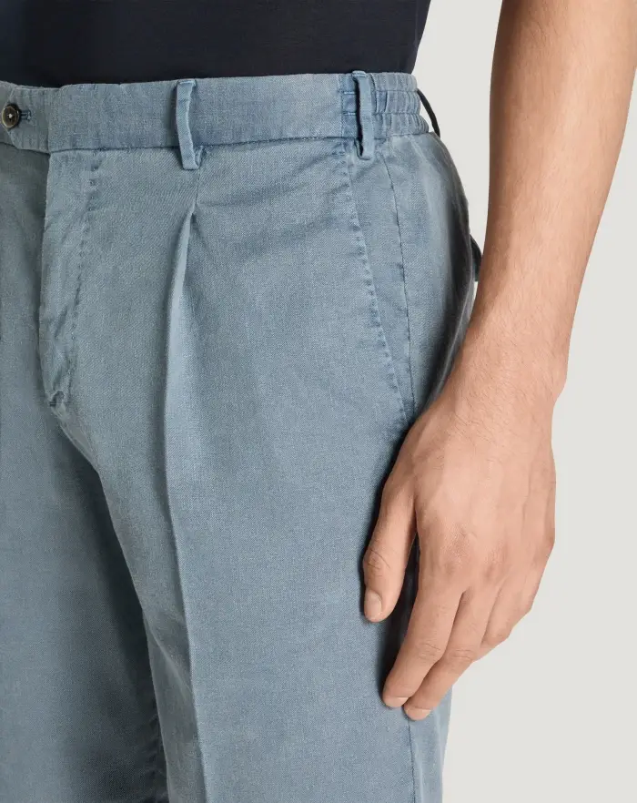 Pantaloni Torino Bermuda in lino stretch délavé Qualità