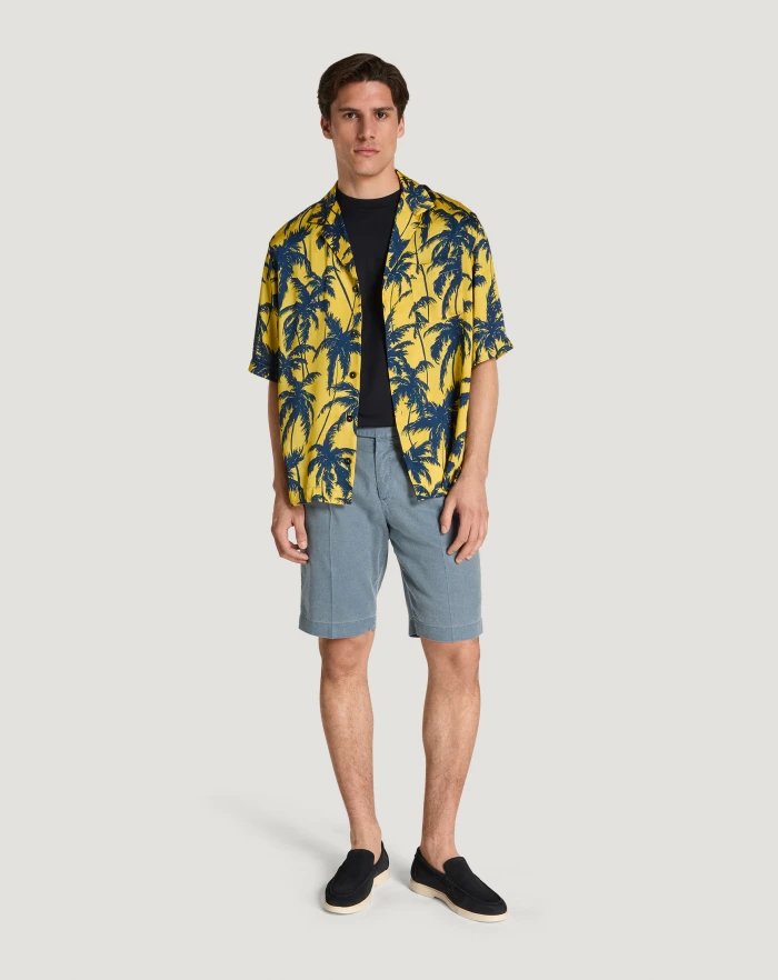Pantaloni Torino Bermuda in lino stretch délavé Qualità