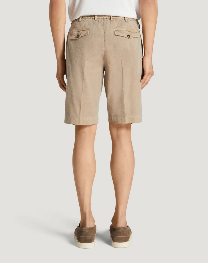 Pantaloni Torino Bermuda in lino stretch délavé Spedizione Gratuita