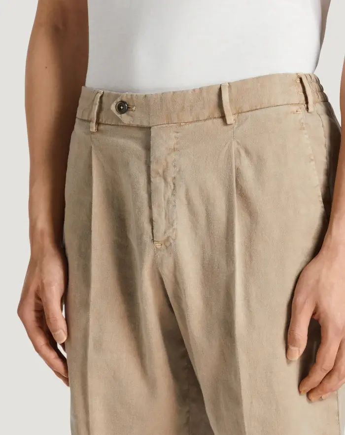 Pantaloni Torino Bermuda in lino stretch délavé Spedizione Gratuita