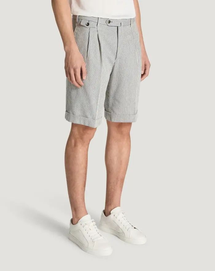 Pantaloni Torino Bermuda in cotone a righe Pezzi Unici