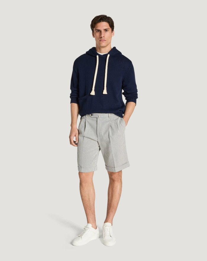 Pantaloni Torino Bermuda in cotone a righe Pezzi Unici